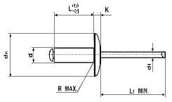 Заклёпка 3.2, 4.0, 4.8 мм вытяжная AL (Mg2,5%)/ST