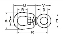 Вертлюги петля-кольцо, размеры от 6 до 20 мм