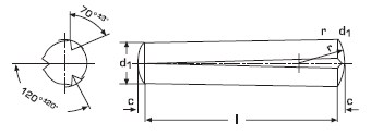 DIN 1471 Штифт конический с насечкой по всей длине с трёх сторон, EN ISO 8744