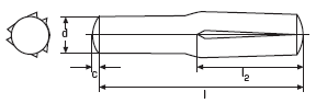 DIN 1474 Штифт забивной цилиндрический с насечкой на половину длины с трёх сторон с утолщением, EN ISO 8741