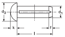 DIN 1476 Штифт (заклёпка) цилиндрический с полукруглой головкой и насечкой по всей длине с трёх сторон, EN ISO 8746