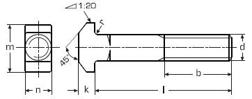 DIN 186 Болт к пазам станочным с квадратным подголовком