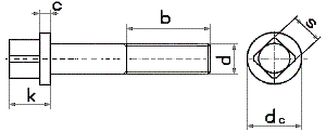 DIN 478 Винт с квадратной головкой и буртиком, аналог ГОСТ 1488-84