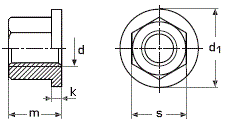 DIN 6331 Гайка с буртиком шестигранная высокая, диаметр резьбы от М6 до М42