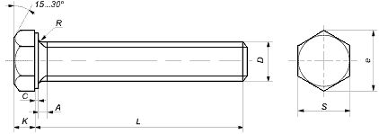 DIN 933 Болт шестигранный с полной резьбой от М3 до М64 по оптовым ценам