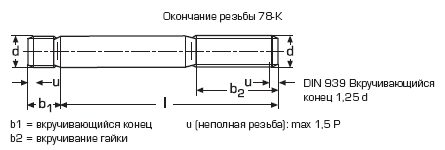 DIN 939 Шпилька резьбовая оцинкованная, 1.25d с метрической резьбой М5 М6 М8 М10 М12 М16