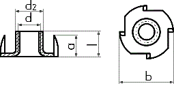Гайка потайная мебельная забивная (врезная) усовая, размеры от М4 до М10